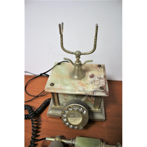 24 - Circa 1970's Onyx Telephone, Gold Plated 18k, Made in Italy - Converted.