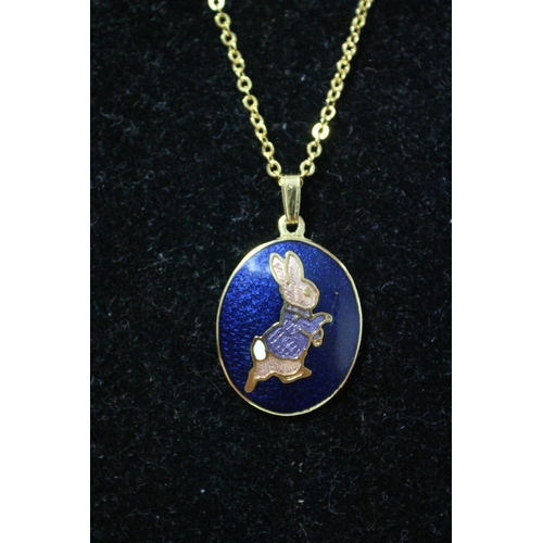 25 - The World of Beatrix Potter, Peter Rabbit, Enamelled Charm, 24ct Gold Plated Charm and Necklace