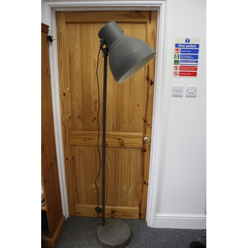 32 - Industrial Style Grey Lamp, Believed to be working, Approx 82cm tall