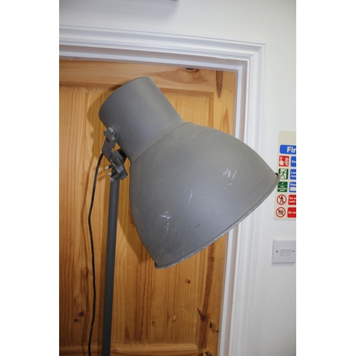 32 - Industrial Style Grey Lamp, Believed to be working, Approx 82cm tall