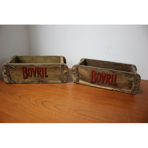 67 - 2 Bovril Open Top Wooden Crates, 30 x 10 x 15cm