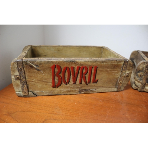 67 - 2 Bovril Open Top Wooden Crates, 30 x 10 x 15cm