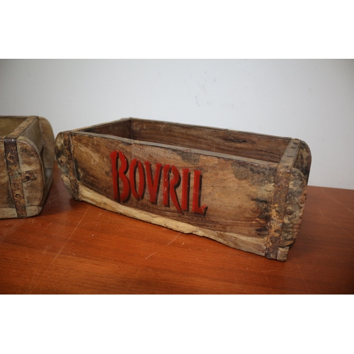 67 - 2 Bovril Open Top Wooden Crates, 30 x 10 x 15cm