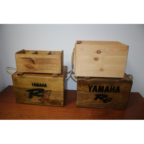 68 - 4 Wooden Boxes, 2 are Yamaha, Biggest is 35 x 25 x 23 cm