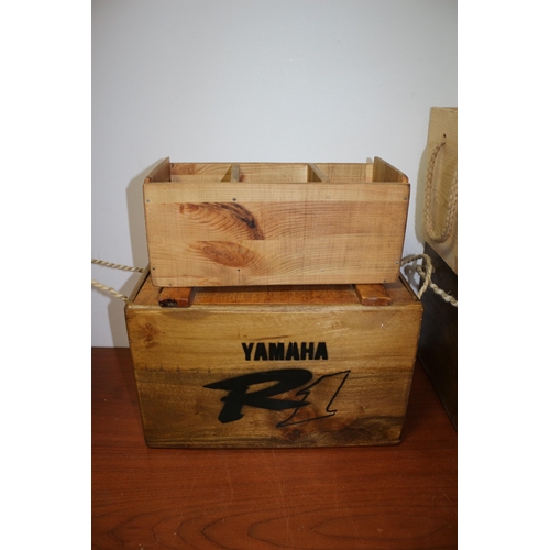 68 - 4 Wooden Boxes, 2 are Yamaha, Biggest is 35 x 25 x 23 cm