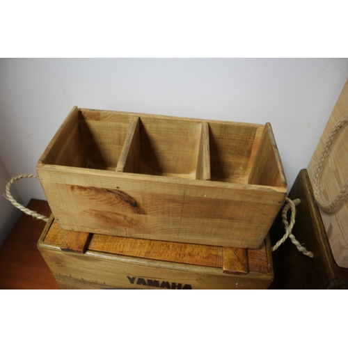 68 - 4 Wooden Boxes, 2 are Yamaha, Biggest is 35 x 25 x 23 cm