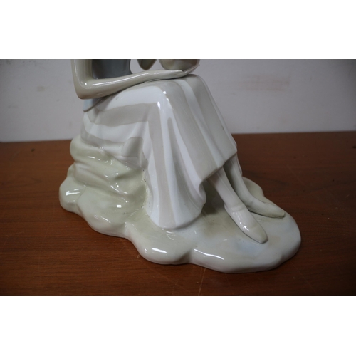 76 - Porceval Figurine of Sitting Girl, Large, 28cm High