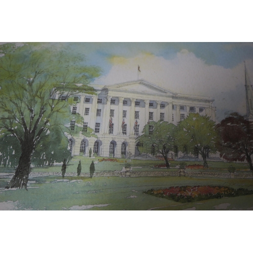 78 - The Queens Hotel, Imperial Gardens, Watercolour Signed by Graham Garfield, 44.5 x 34.5 cm