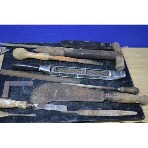 22 - Nice Selection of Vintage Tools including Files and Large Chopping Blade