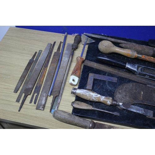 22 - Nice Selection of Vintage Tools including Files and Large Chopping Blade