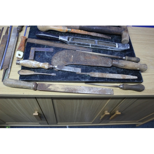 22 - Nice Selection of Vintage Tools including Files and Large Chopping Blade