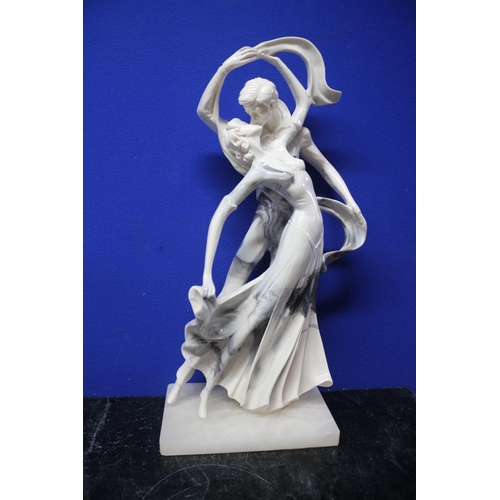 3 - Large Marble Effect Figurine of a Pair of Dancers Mounted on a Marble Base - 46.5cm Tall