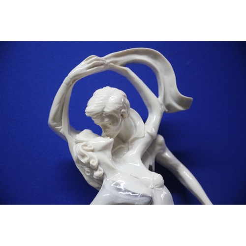 3 - Large Marble Effect Figurine of a Pair of Dancers Mounted on a Marble Base - 46.5cm Tall