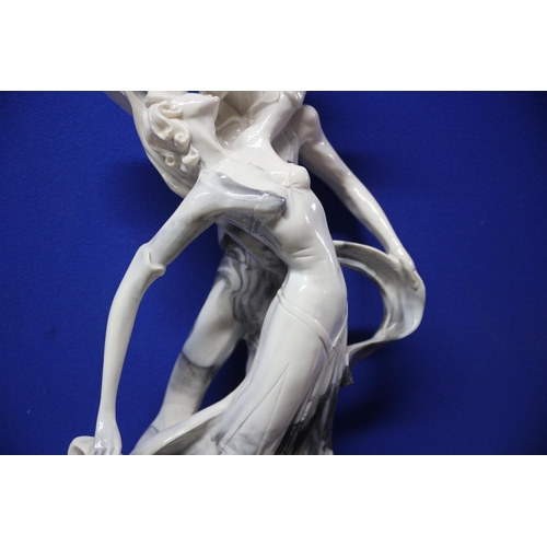 3 - Large Marble Effect Figurine of a Pair of Dancers Mounted on a Marble Base - 46.5cm Tall