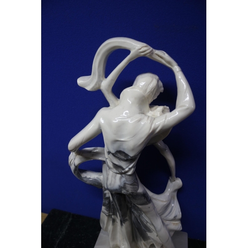 3 - Large Marble Effect Figurine of a Pair of Dancers Mounted on a Marble Base - 46.5cm Tall