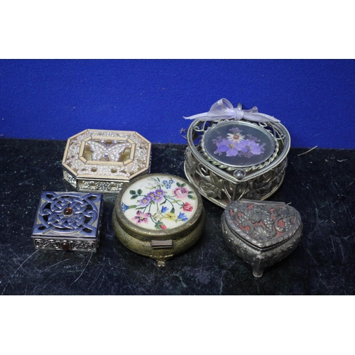 34 - Selection of Metal Trinket Boxes