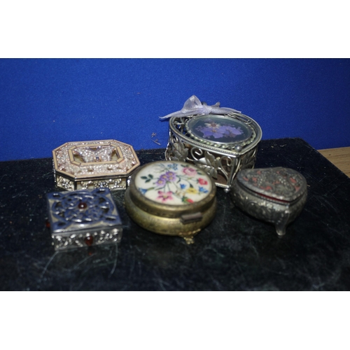 34 - Selection of Metal Trinket Boxes