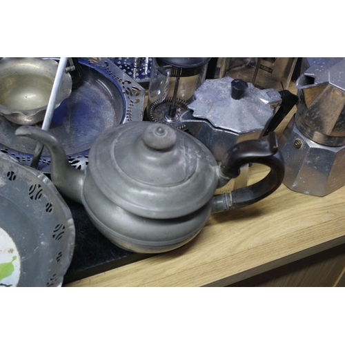 36 - Large Selection of Brassware and other Metal Items plus Various Sized Coffee Percolators