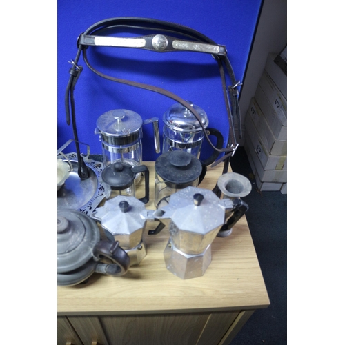 36 - Large Selection of Brassware and other Metal Items plus Various Sized Coffee Percolators