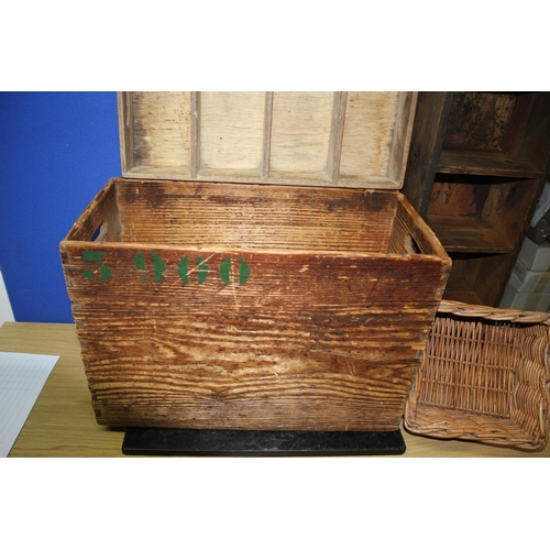 4 - Assortment of Vintage Boxes including a Pigeon Hole Box and Slatted Tray