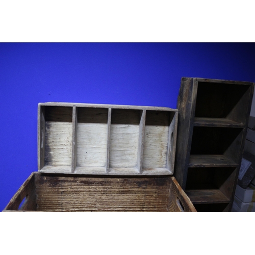 4 - Assortment of Vintage Boxes including a Pigeon Hole Box and Slatted Tray