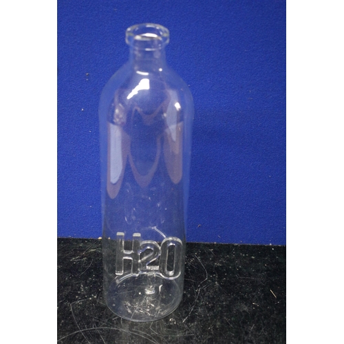 44 - Tall Glass Bottle with H2O in Glass on the Inside Bottom