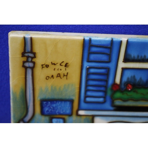 60 - Enamelled Large Tile Depicting a French Scene - Patisserie - 35.5 x 28cm