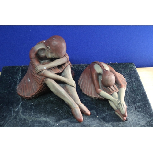 67 - 2 x Heavy Plaster Ballerina Figures