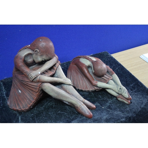 67 - 2 x Heavy Plaster Ballerina Figures