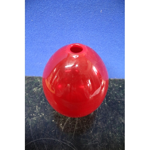 77 - Heavy Red Glass Vase - 14cm Tall