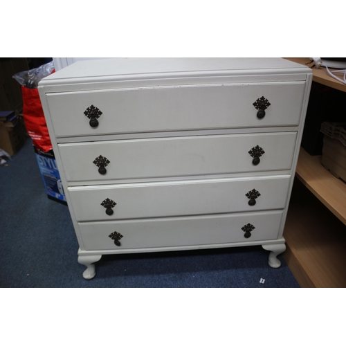 87 - Painted, Shabby Chic, Chest of 4 Drawers - 84cm Wide - 46cm Deep x 86cm Tall