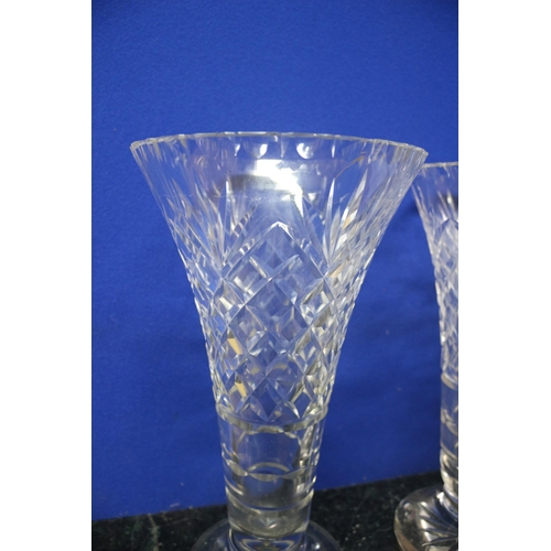 89 - Pair of Large Crystal Glass Vases - 31cm Tall