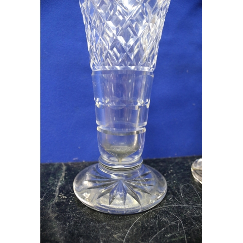 89 - Pair of Large Crystal Glass Vases - 31cm Tall