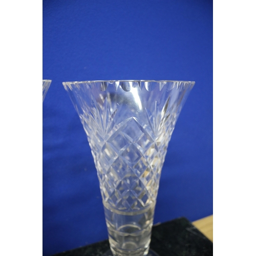 89 - Pair of Large Crystal Glass Vases - 31cm Tall