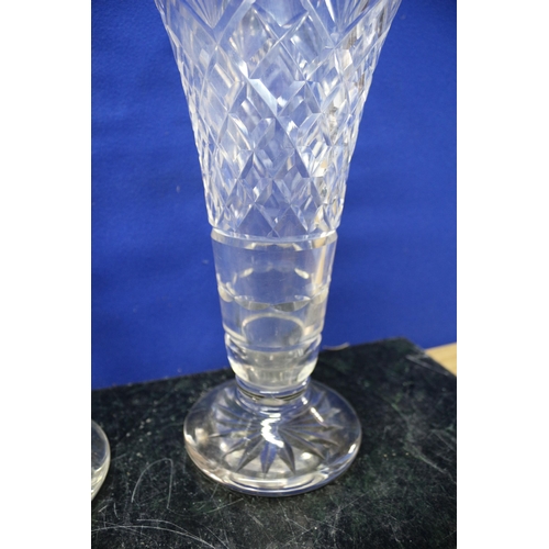 89 - Pair of Large Crystal Glass Vases - 31cm Tall