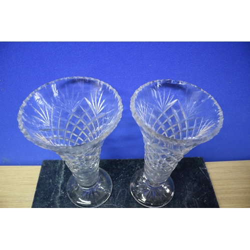 89 - Pair of Large Crystal Glass Vases - 31cm Tall