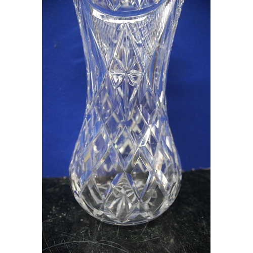 90 - Large Crystal Bulbous Base Vase - 28cm Tall