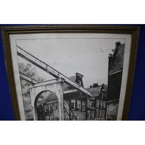 121 - Engraving Possibly of Amsterdam in Frame - 43.5 x 54cm