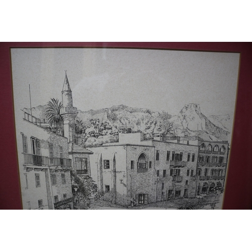 122 - Engraving of The Harbour, Kyrenia in Frame - 44 x 55.5cm