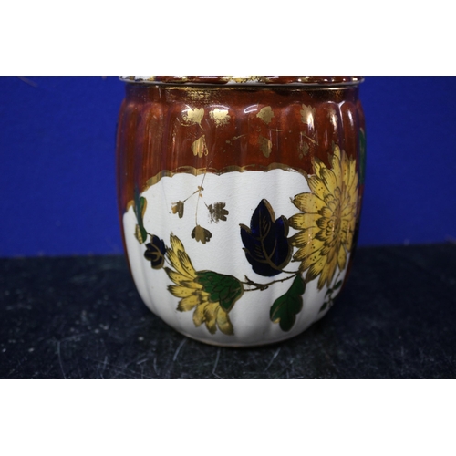 134 - Rare S. Hancock Biscuit Pot with Lid - Highly Decorated in Hand Painted Floral Design - 17cm