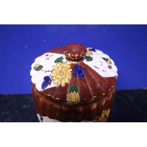 134 - Rare S. Hancock Biscuit Pot with Lid - Highly Decorated in Hand Painted Floral Design - 17cm