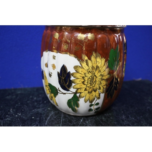 134 - Rare S. Hancock Biscuit Pot with Lid - Highly Decorated in Hand Painted Floral Design - 17cm