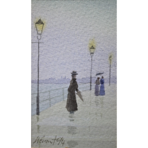 148 - Original Framed Watercolour - Signed Bottom Left Corner - Lady Walking Along The Promenade - 26 x 21... 