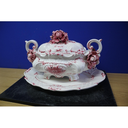 206 - Large, Believed to be Italian Origin, Tureen with Floral Design