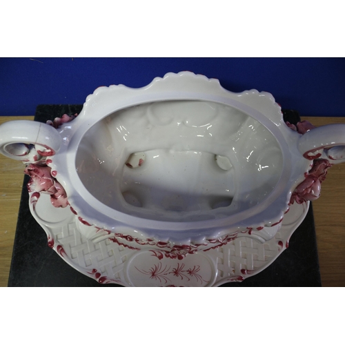 206 - Large, Believed to be Italian Origin, Tureen with Floral Design