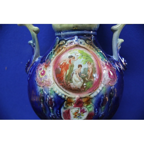 208 - 1907 - 1937 A. G. Harley Jones Earthenware Vase at Fenton 'Royal Vienna Art Pottery' - 26.5cm Tall