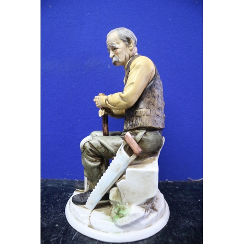 211 - Vintage Porcelain Figure of an Elderly Man - Possibly Capo Demonte  - 20.5cm