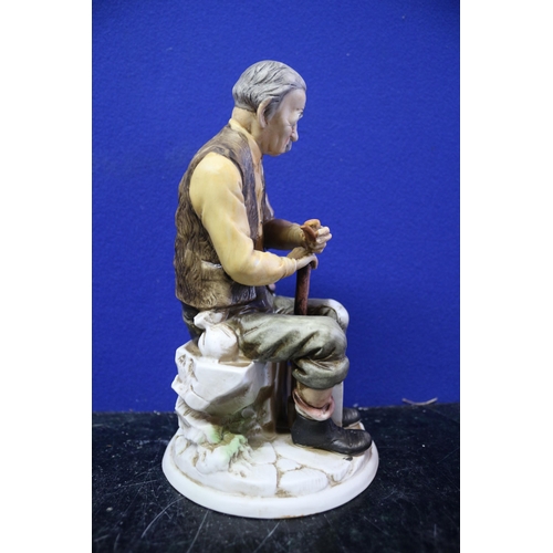 211 - Vintage Porcelain Figure of an Elderly Man - Possibly Capo Demonte  - 20.5cm