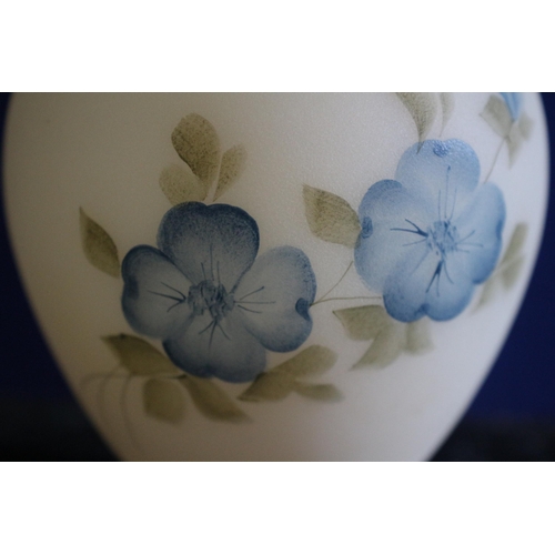 220 - Frosted Glass Urn with Lid - Hand Painted Floral Design - 15cm