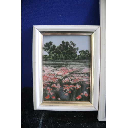 228 - 3 x Framed Painted Tiles - Largest 20cm Tall